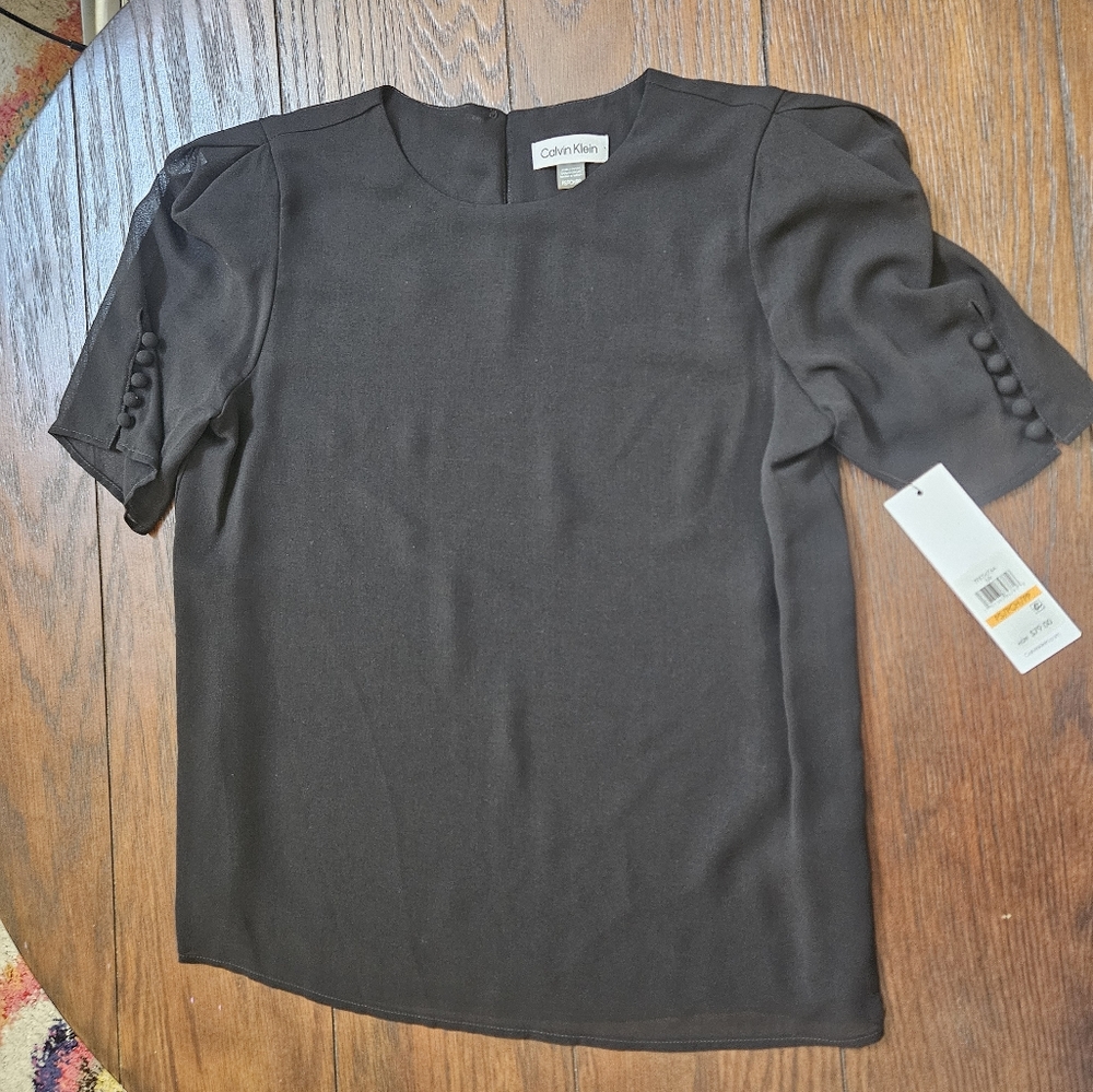 New Calvin Klein Blouse- Black- size petite small